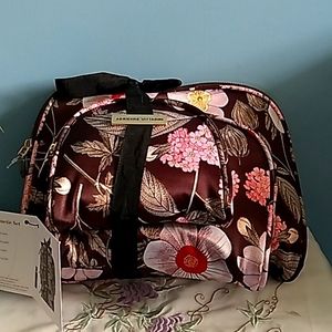 Adrienne Vittadini Travel Cosmetic Bag Trio Pink Brown Floral Design